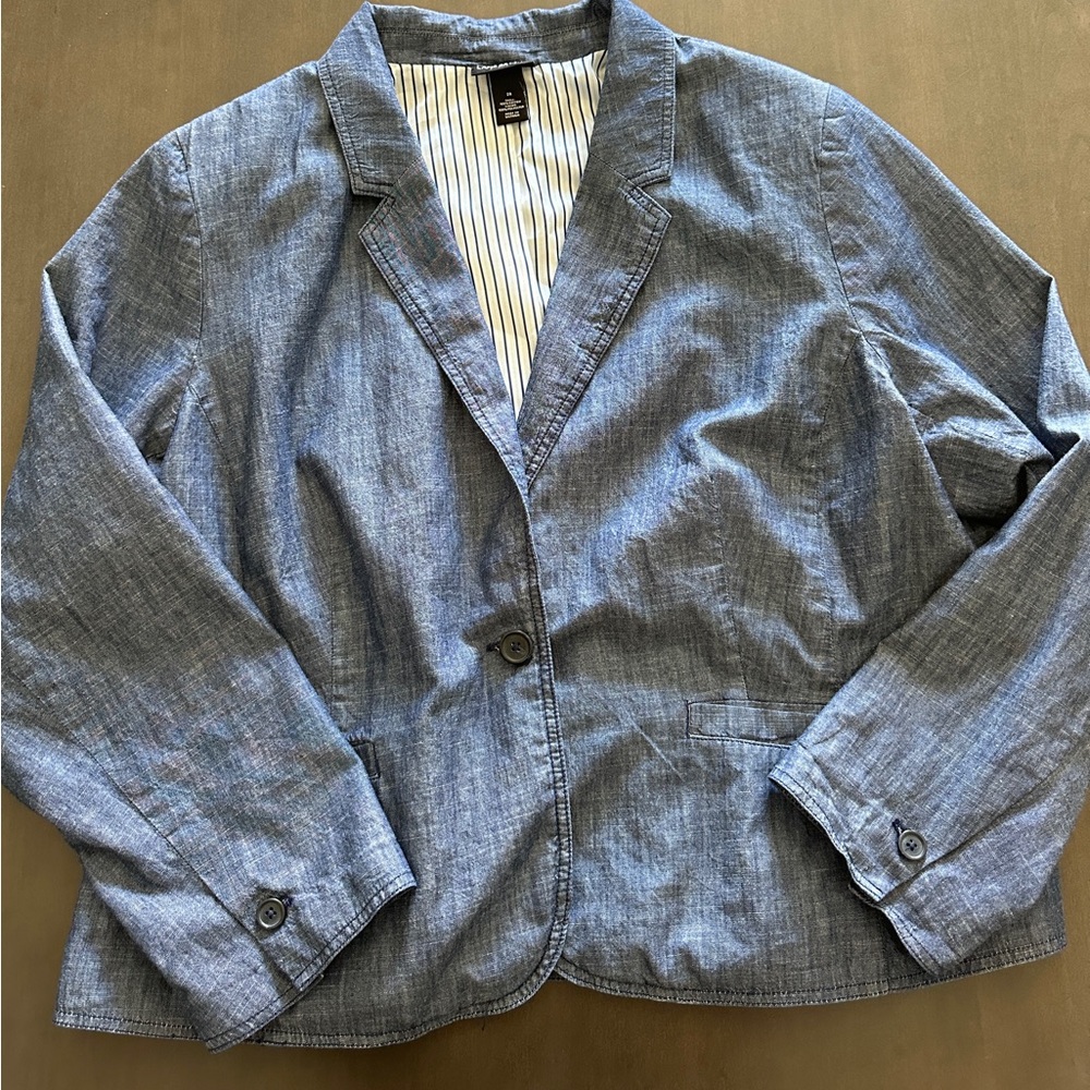 Lane Bryant blazer Jean like material blue
